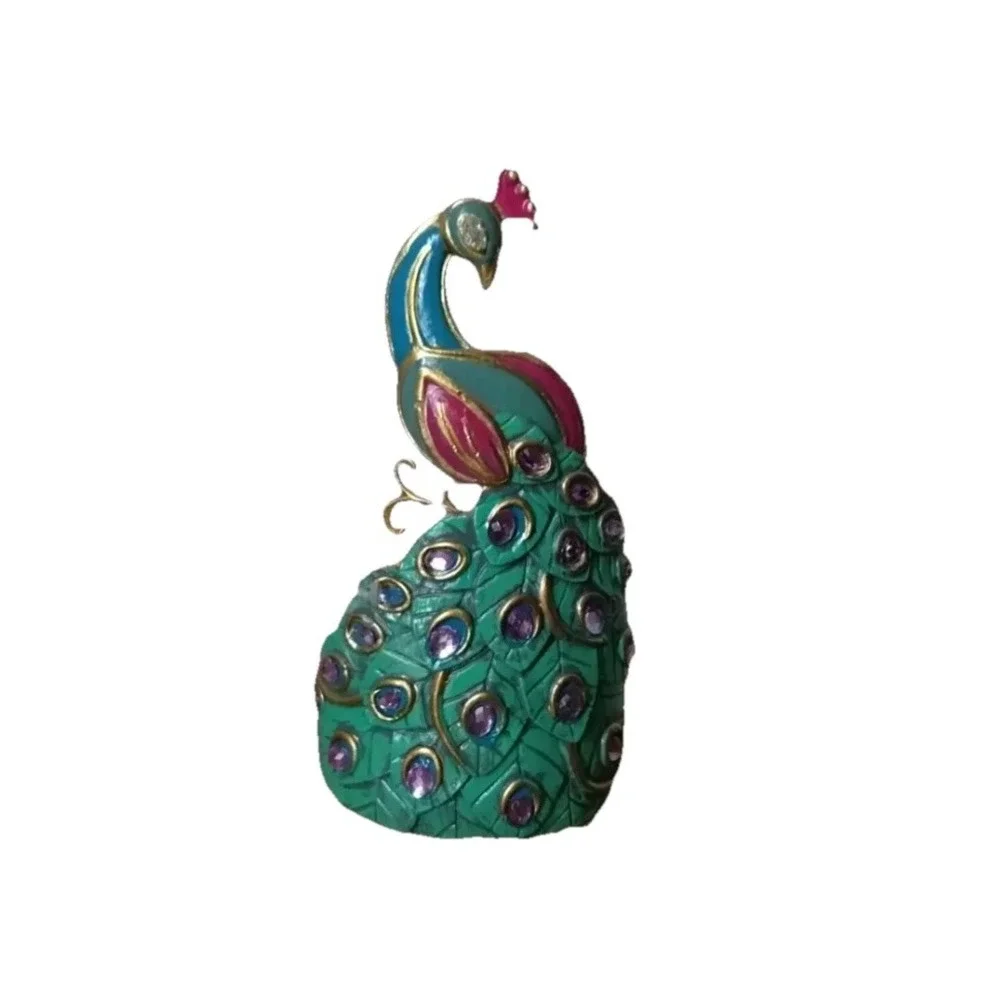 Vintage‎ Pier 1 Imports Peacock Candle Rhinestone Feather Pillar Home Décor Gift